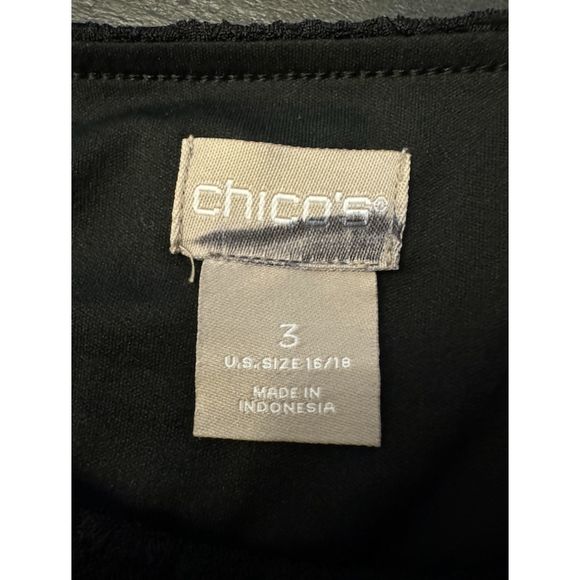 Chico's Scoop Neck Layered Ruffle Sleeves Black Dress Stretch - Sz 3 (XL/16) - Picture 13 of 16